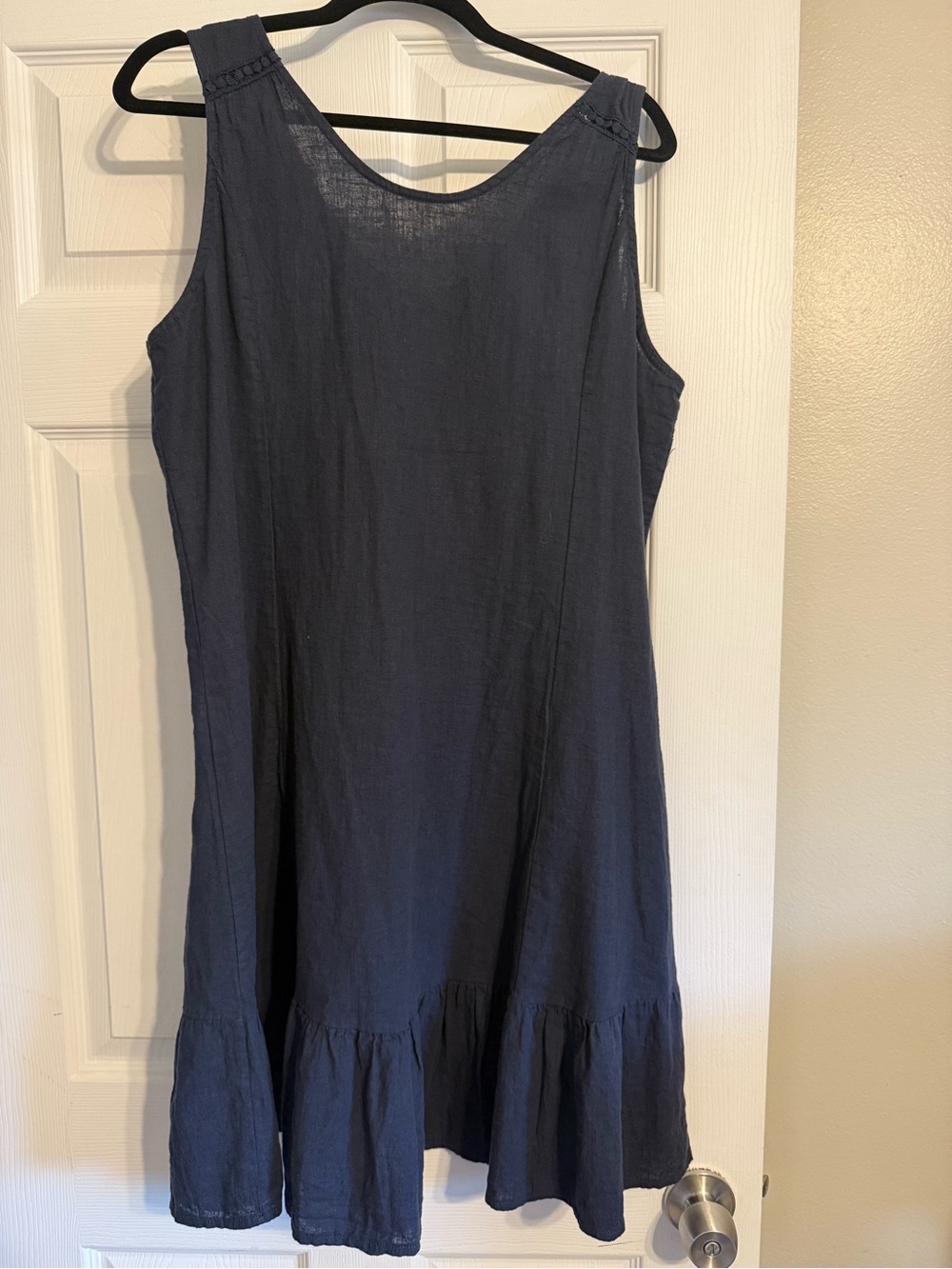 Classic Navy Sleeveless Linen Dress